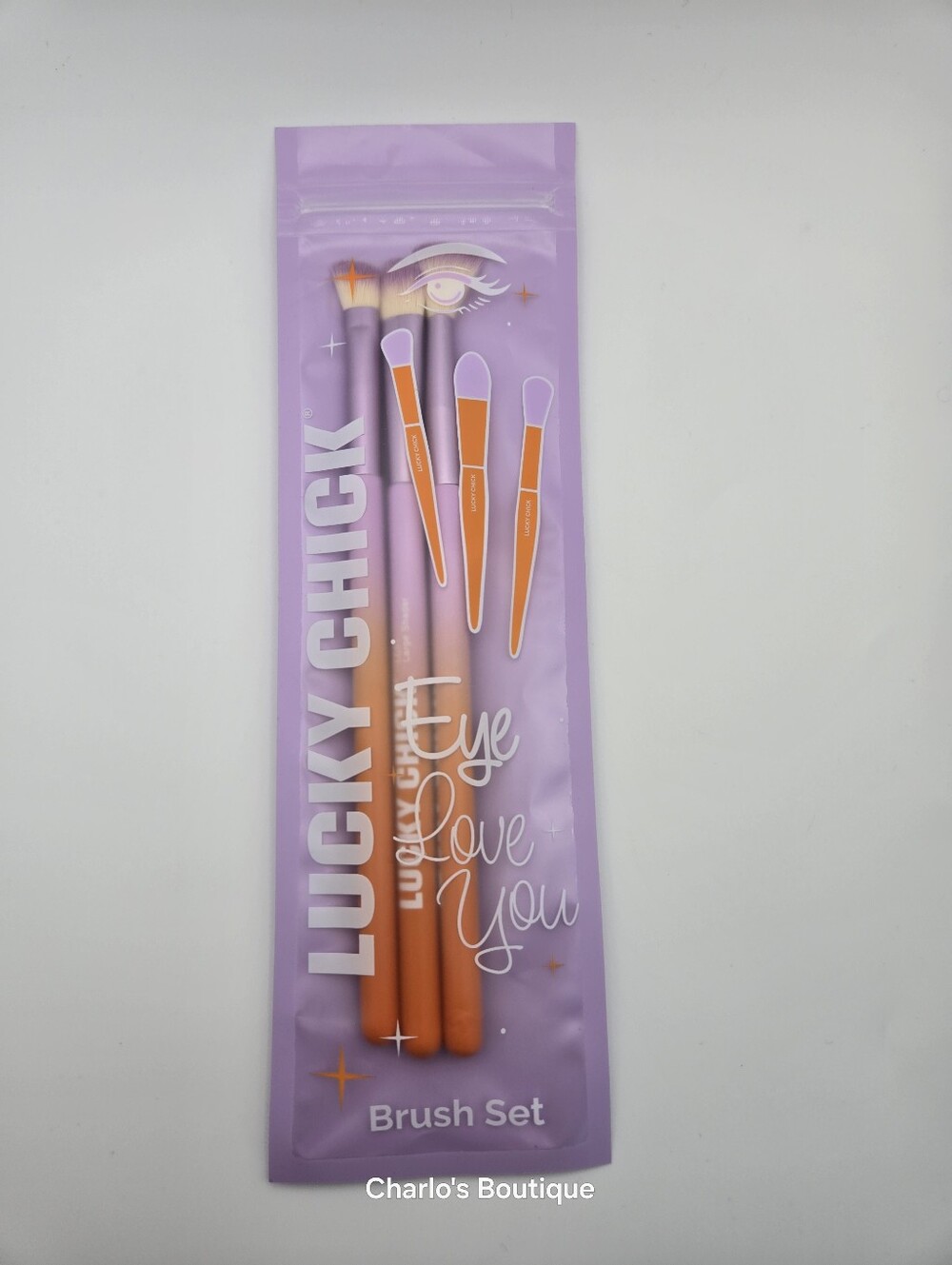 NWT Lucky Chick Eye Love You 3pc Makeup Brush Set Vegan